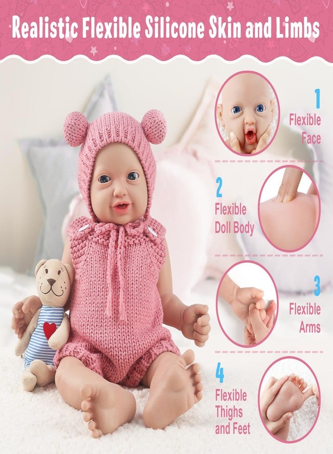 Vollence 12 inch Silicone Baby Dolls Lifelike Realistic Silicone Babies Reborn Real Newborn Baby Dolls with Feeding Accessories - Girl - Image 4